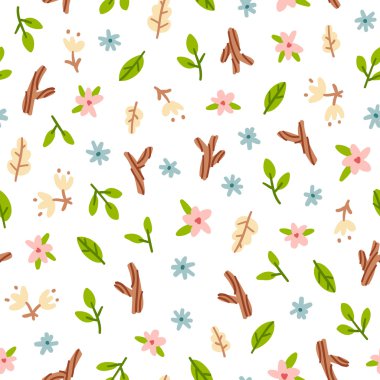 Küçük çiçekler, yapraklar, ahşap işleri