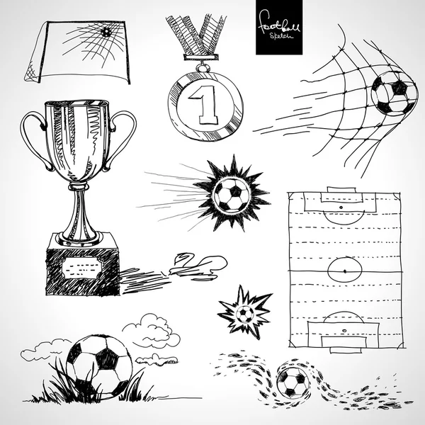 Bosquejo de elementos de fútbol — Vector de stock