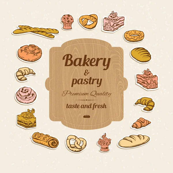 Bread and pastry set — Stock Vector