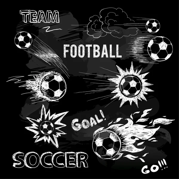 Futbol topu ve öğeleri tebeşir kroki