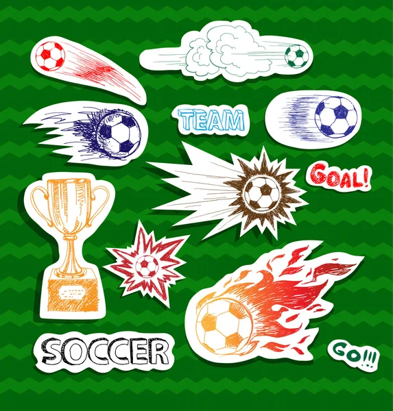 Pegatinas de sketch de fútbol — Vector de stock