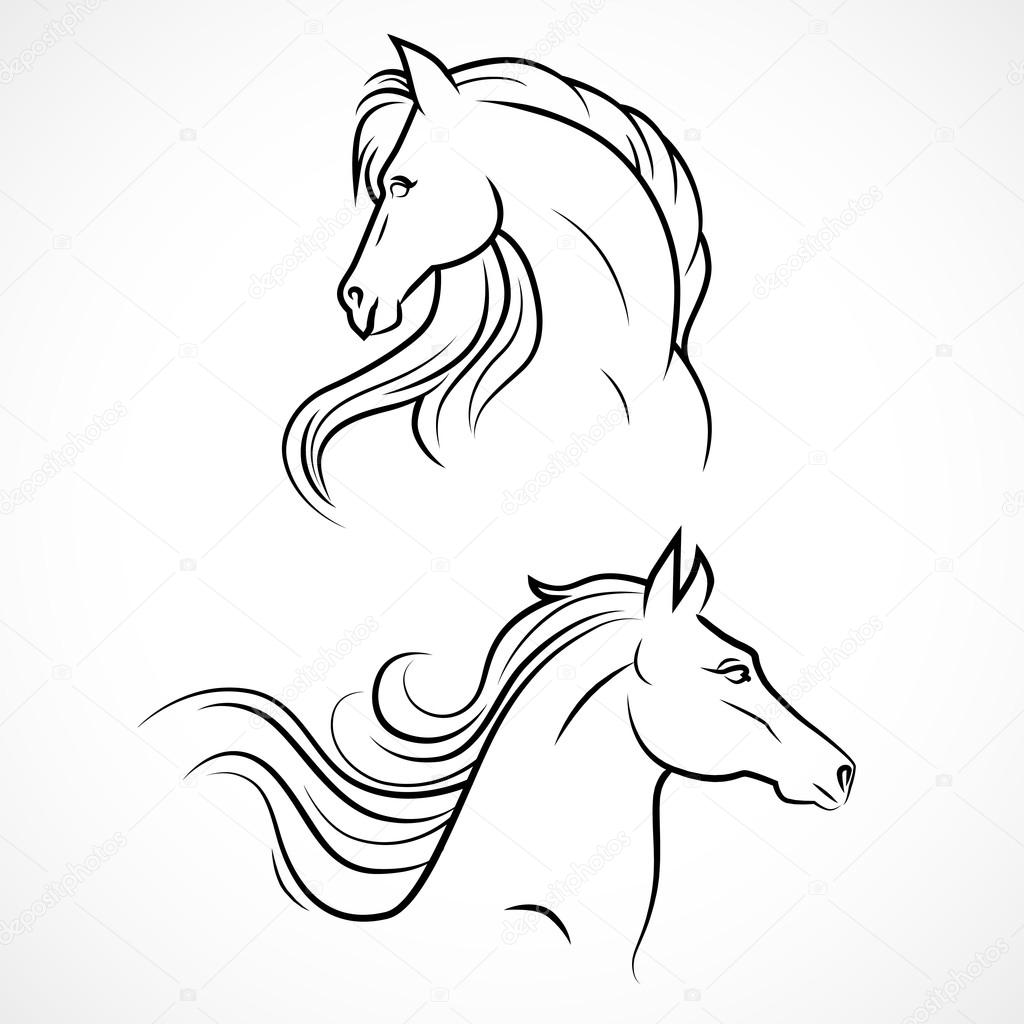 Vector silhouette of horses
