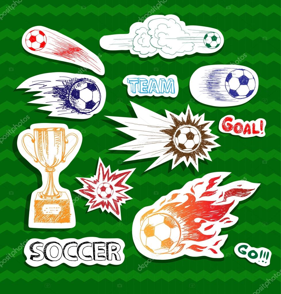 Soccer sketch stickers