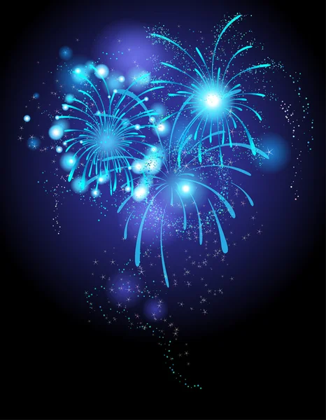 Fuegos artificiales azules — Vector de stock