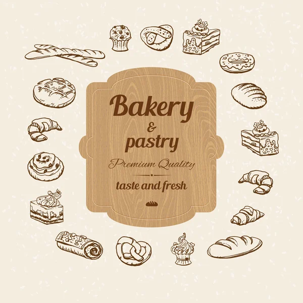 Bread and pastry sketch — Stock Vector