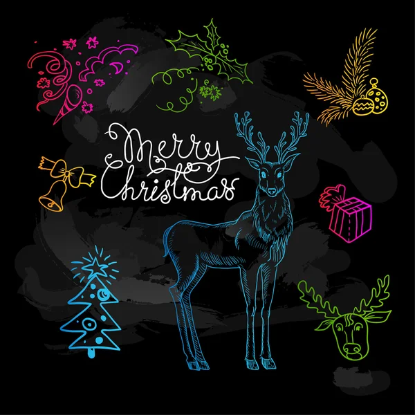 Renk tebeşir çizim Noel süslemeleri