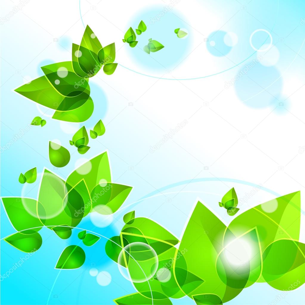 Background with abstract green leaves