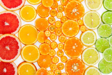 Meyve narenciye arka plan. Üstten Görünüm.