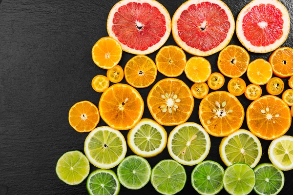 Fruit citrus achtergrond. Bovenaanzicht. — Stockfoto