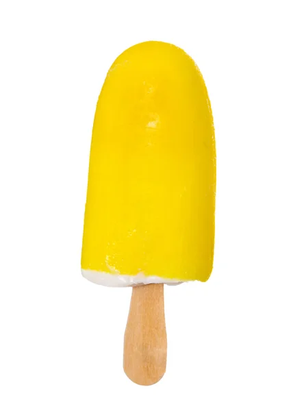 Ice cream in geel glazuur op stick Rechtenvrije Stockfoto's