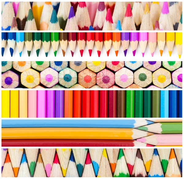 Collage of colored pencils. — Stock Photo, Image