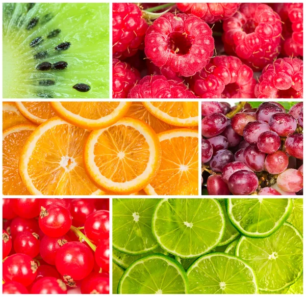 Collage av färsk sommarfrukt — Stockfoto