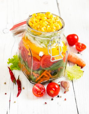 Cam Klipsli renkli sebze konserve için hazırlanan