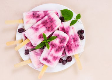 Siyah Ahududu ve nane ile ev yapımı dondurma  