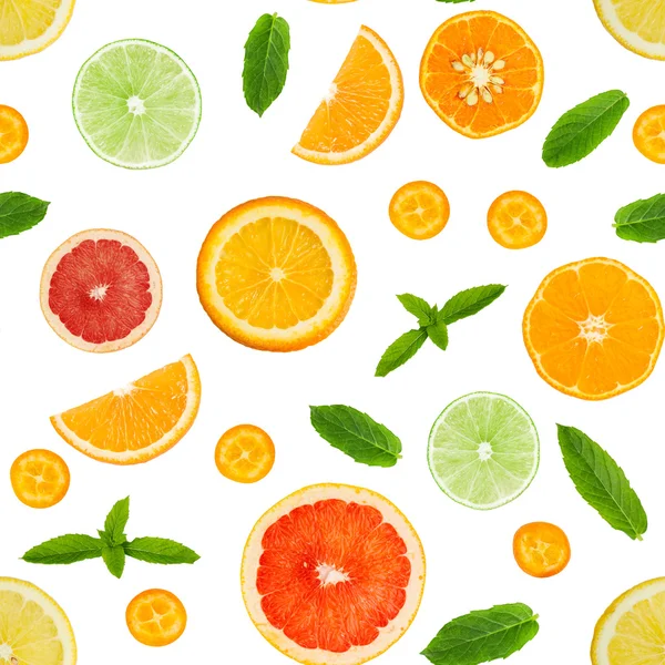 Citrus nahtlose Muster isoliert auf weißem Hintergrund. — Stockfoto