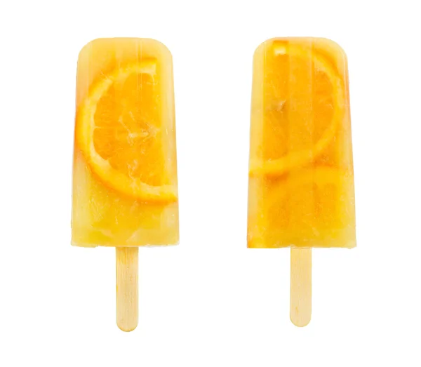 Conjunto de dos frutas naranja hielo lolly — Foto de Stock