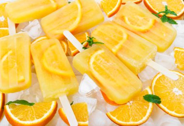 Meyve Portakal Buz lolly portakal dilimleri ile  