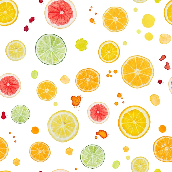 Naadloze patroon met aquarel citrus — Stockfoto