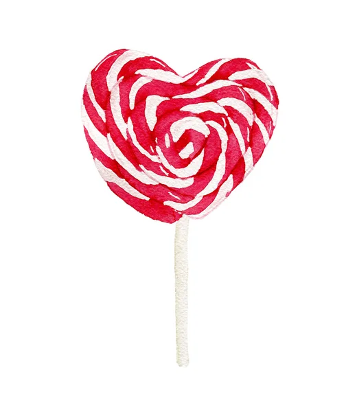 Acquerello a forma di cuore iollipop. Disegnato a mano . — Foto Stock