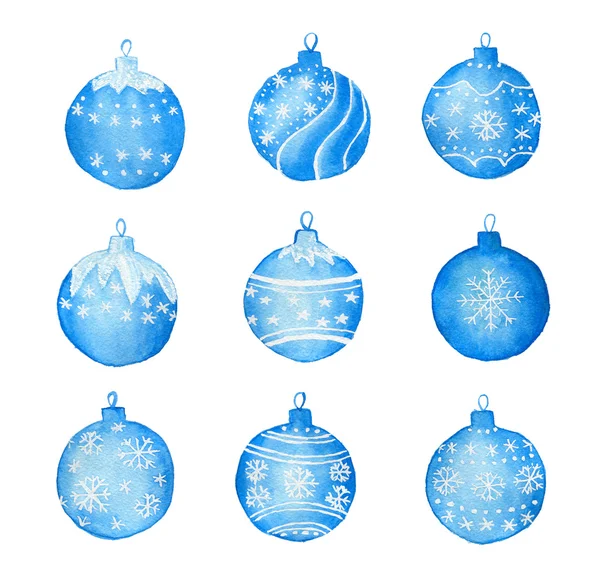 Set met aquarel kerstballen — Stockfoto