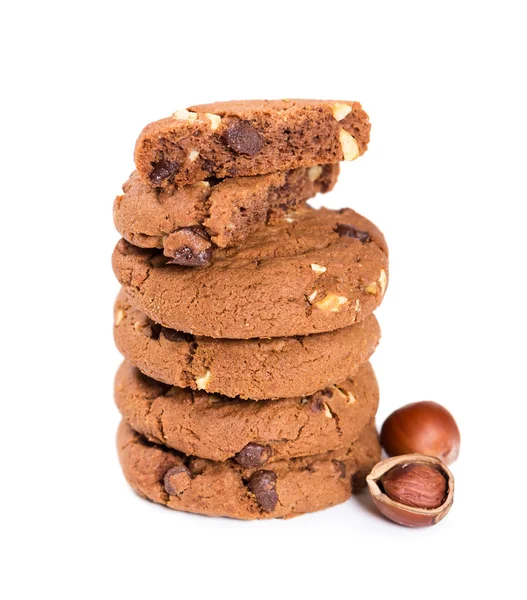 Oatmeal cookies with nuts and chocolate — Stock Photo, Image