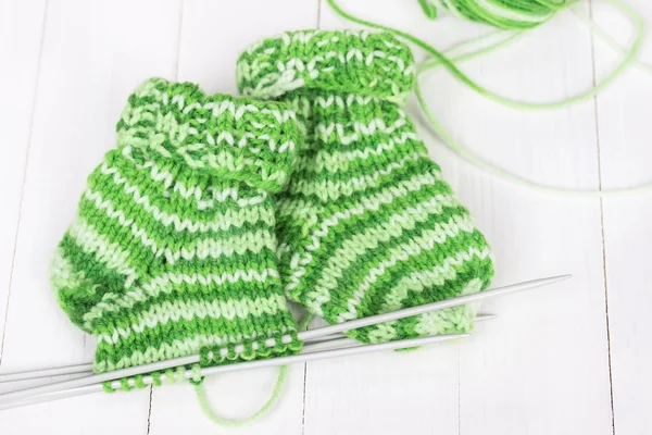 Baby knitting socks — Stock Photo, Image