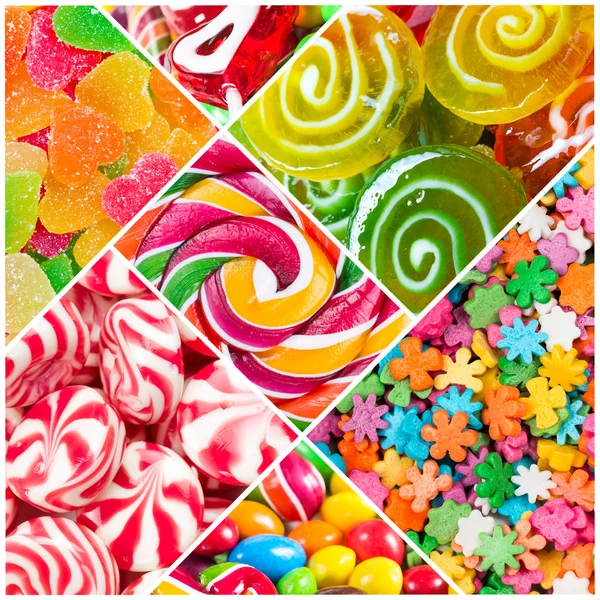 Коллаж конфет и сладостей — стоковое фото