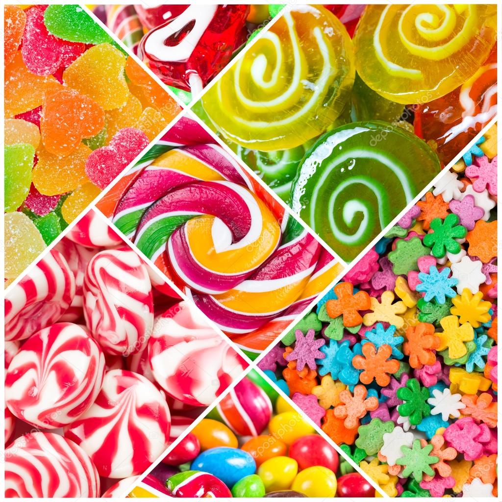 Collage of candy and sweets