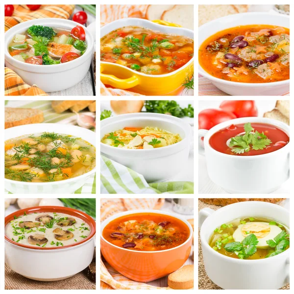 Collage of different soups — Stock Image Collage of different soups Stock Image