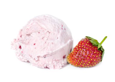 Scoops of ice cream with strawberries  