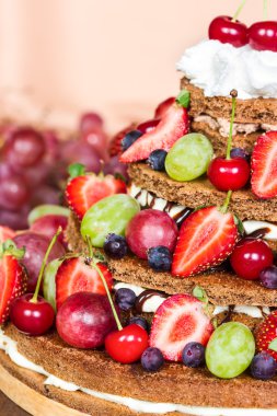 Chocolate cake fresh berries