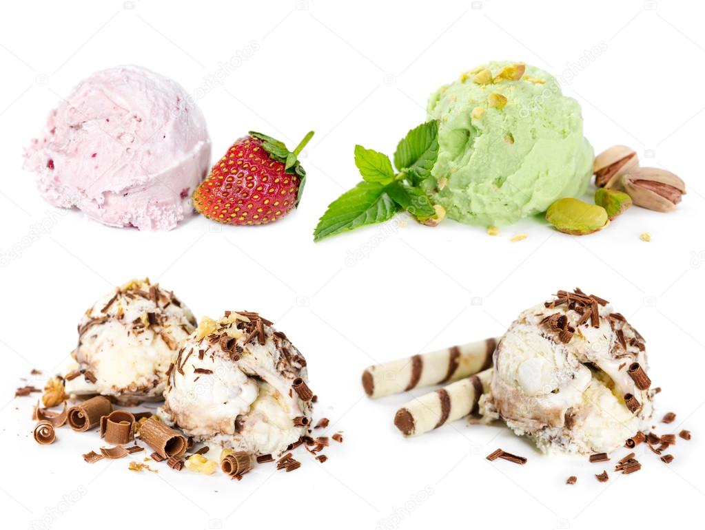 Set of scoops of ice cream 