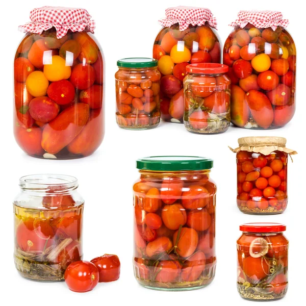 Conjunto de tomates em conserva — Fotografia de Stock