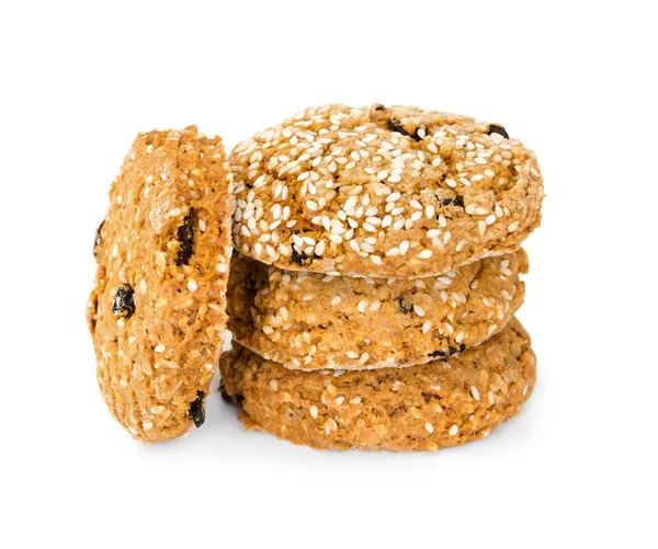 Oatmeal cookies with raisins and sesame seeds — Stock Photo, Image