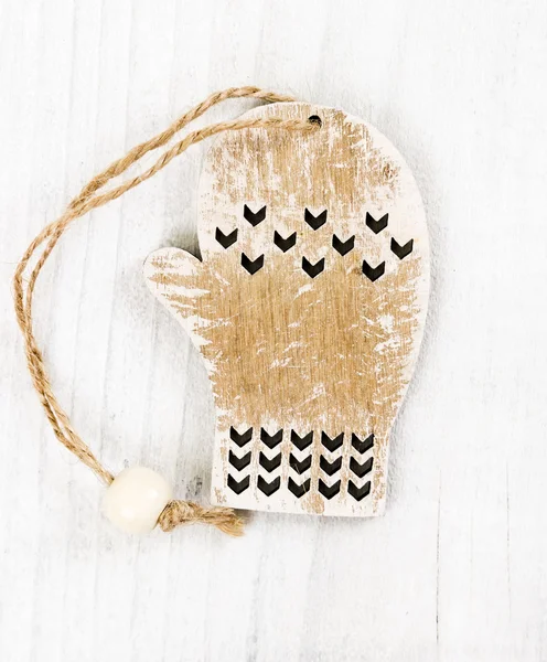 Wooden christmas mitten decoration — Stock Photo, Image