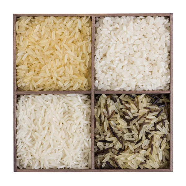 Conjunto de diferentes tipos de arroz — Fotografia de Stock