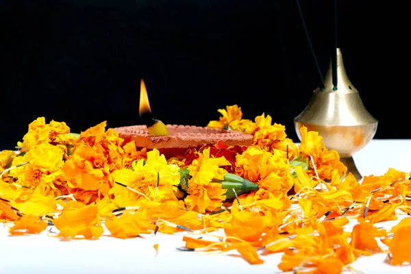 Diwali Diya Oil Lamp Beautifully Decorated Festive Occasion Deepavali Deepawali — Stock Photo, Image