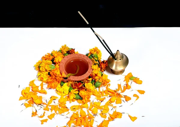 Diwali Diya Lâmpada Óleo Lindamente Decorado Ocasião Festiva Deepavali Deepawali — Fotografia de Stock