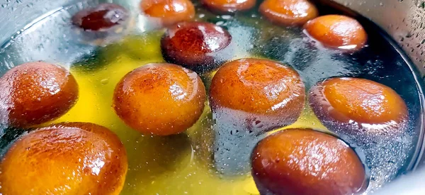 Indian Sweet Gulab Jamun Syrupy Dessert Popular India — Stock Photo, Image