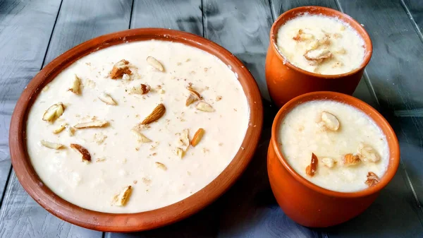 Rabdi Oder Rabri Tontopf Serviert Diwali Desserts — Stockfoto