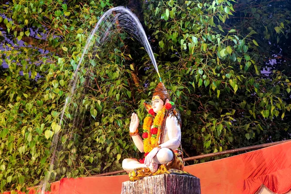 Staty Indiska Lord Shankar Kommer Ganges Från Hårstråna — Stockfoto