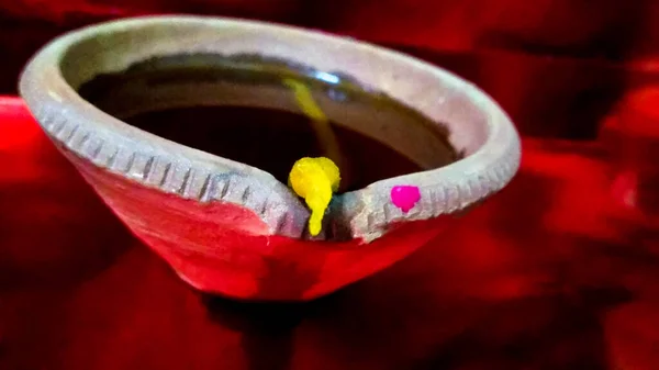 Diwali Diya Lámpara Aceite Bellamente Decorada Ocasión Festiva Deepavali Deepawali —  Fotos de Stock