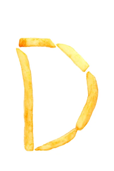 D alphabet letter from French fries. — Stock Photo, Image