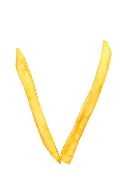 Patates kızartması V alfabe mektup. — Stok fotoğraf