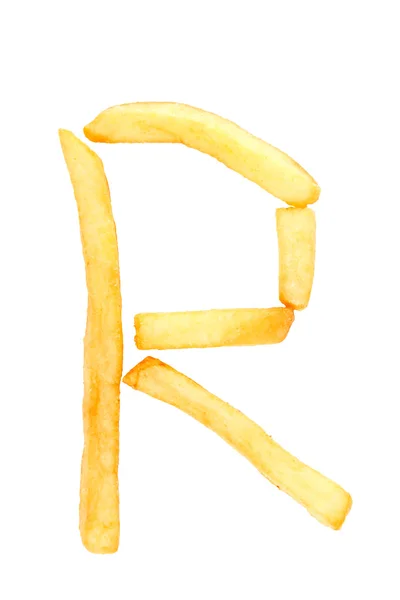 Буква R алфавита из картошки фри . — стоковое фото