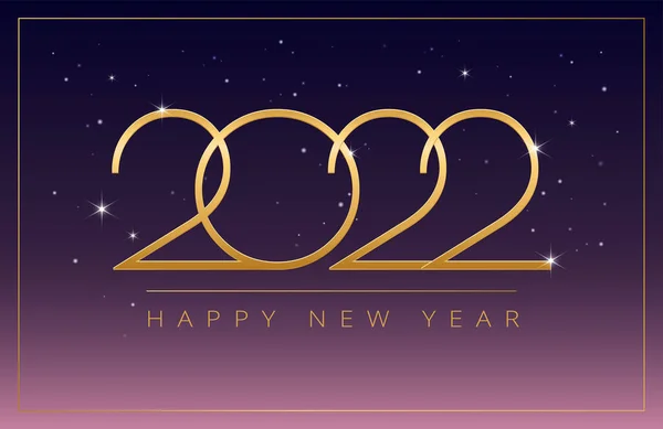 Frohes Neues Jahr 2022 Goldenes Design Auf Dunkel Lila Rosa — Stockvektor