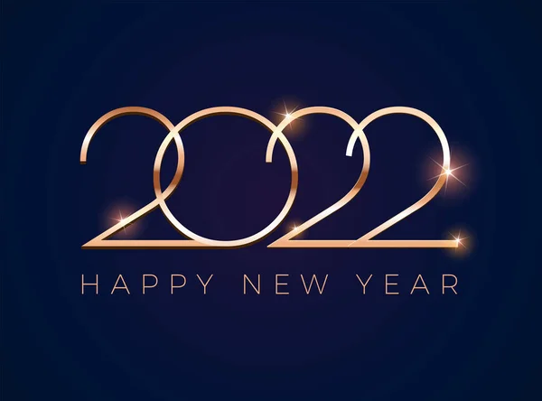 Luxe 2022 Happy New Year Wenskaart Gouden Glans 2022 Donkerblauwe — Stockvector