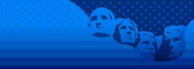 Presidents day background dark blue vector - USA Rushmore Presidents illustration, stars and stripes texture background clipart