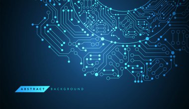 Soyut teknoloji arka planı - çizgiler ve noktalar dijital veri ve büyük veri kavramı - vektör mavi arkaplan