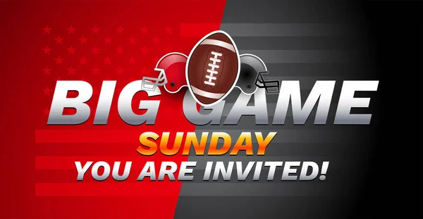 Football Big Game Sunday Invitation Usa National Football Championship Red — Stock Vector